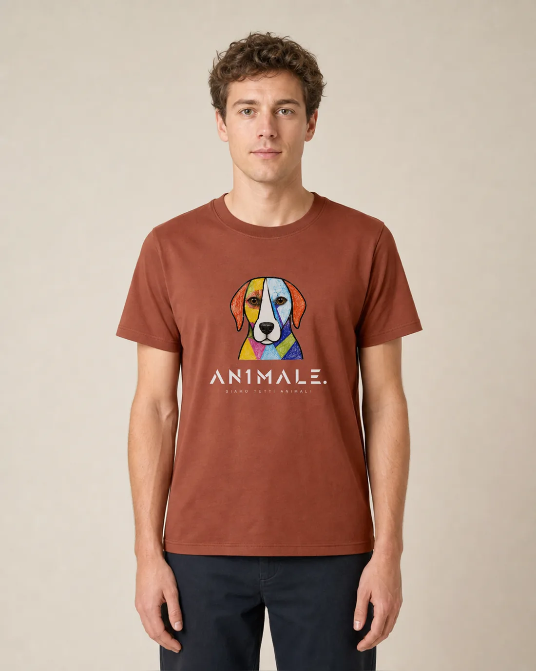 Uomo — t-shirt Cane, linea ART (disegno + logo AN1MALE.)