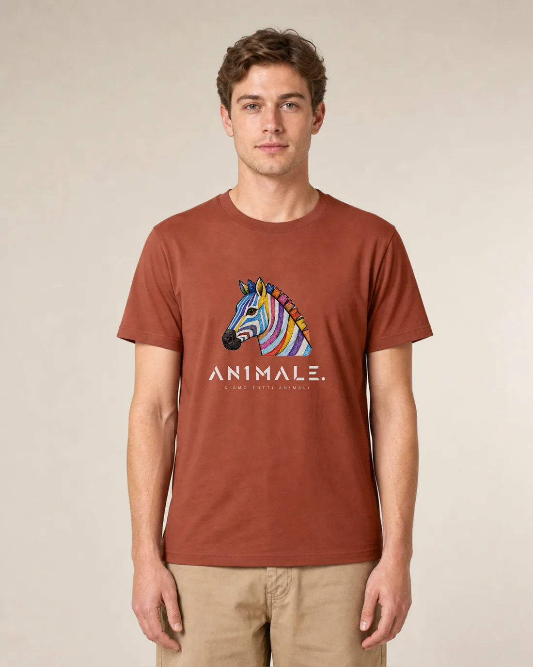 T-shirt Zebra — linea ART (illustrazione + logo AN1MALE.)