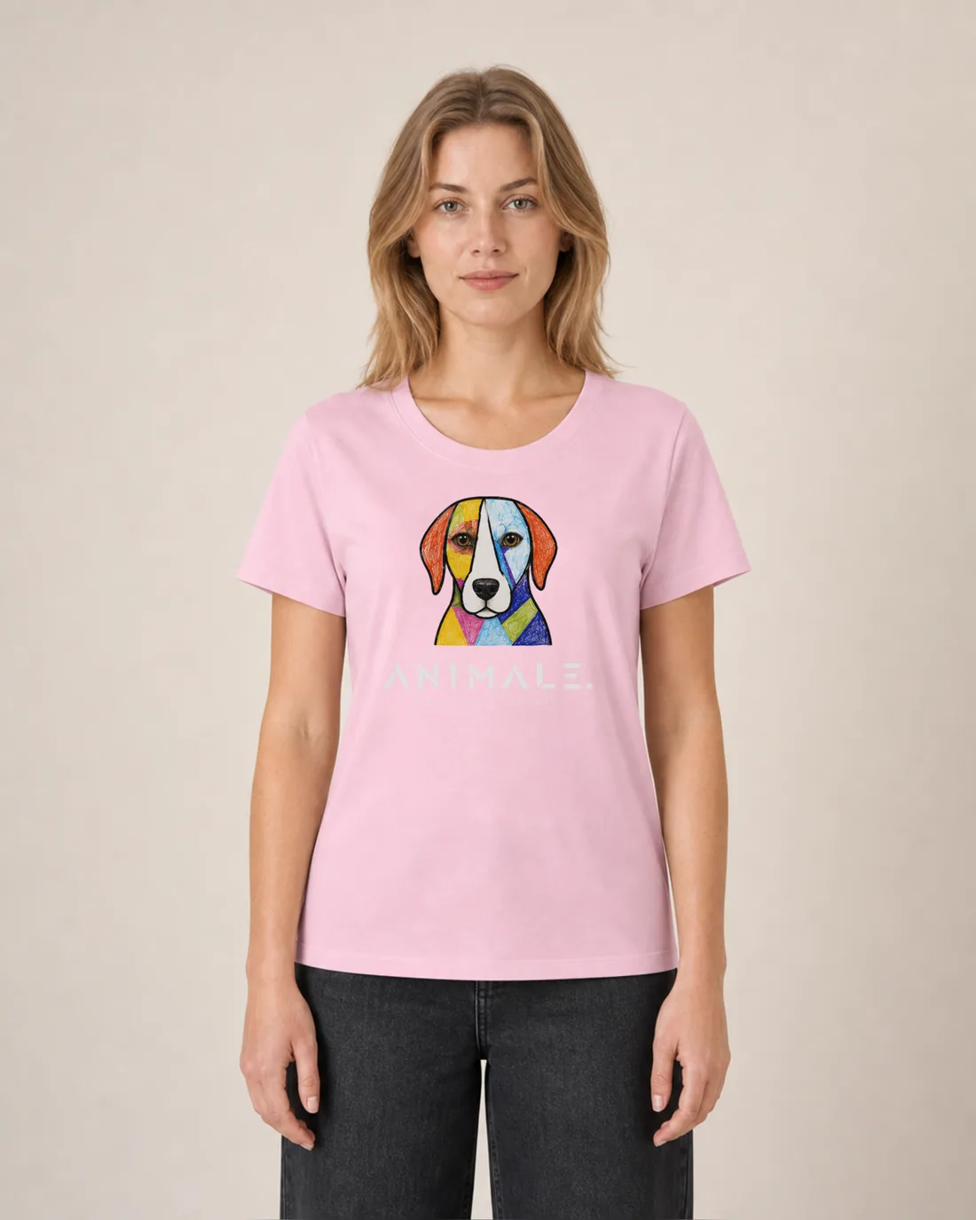 Donna — t-shirt Cane, linea ART (disegno + logo AN1MALE.)